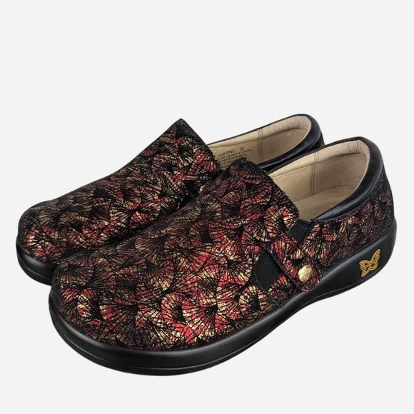 Alegria Keli Slip-On Shoes Metallic Red Gold Print US 9 / EU 39 - Picture 2 of 7